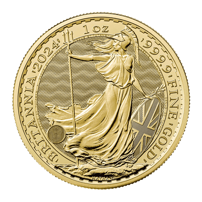 A picture of a 1 oz Gold Britannia Coin (2024)